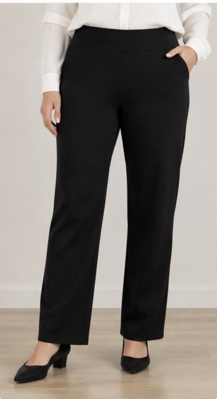 Tribal Womens 16W Black Pull On Pants Stretch Straight Leg Career Dress Pants